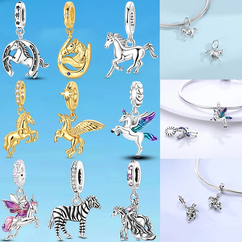 Galloping Pony Pendant Charms 925 Sterling Silver Galloping Horse and Horseshoe Pendant Fit Original Bracelet DIY Jewelry Gift
Galloping Pony Pendant Charms 925 Sterling Silver Galloping Horse and Horseshoe Pendant Fit Original Bracelet DIY Jewelry Gift