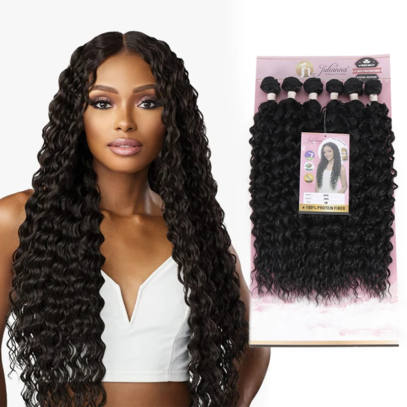 JULIANNA Synthetic Wholesale Curly Hair Bundles Water Wave Hair Extension Heat Resistant Organic Protein Bio Fiber
JULIANNA Synthetic Wholesale Curly Hair Bundles Water Wave Hair Extension Heat Resistant Organic Protein Bio Fiber