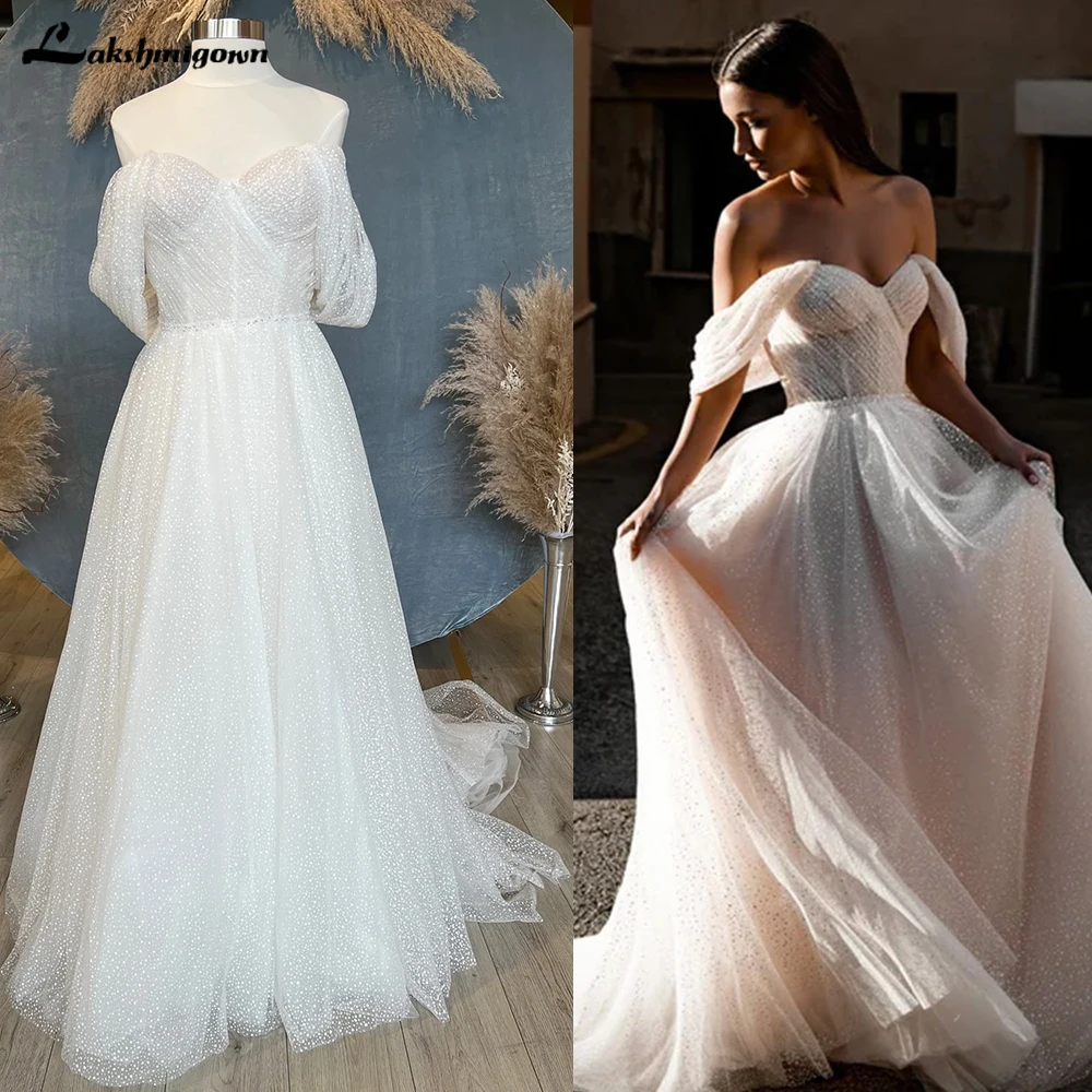 Boho Casual Princess Romantic Sparkly Unique Wedding Dress Sequins A-line Silhouette Off Shoulder Bridal Gown vestido longo
Boho Casual Princess Romantic Sparkly Unique Wedding Dress Sequins A-line Silhouette Off Shoulder Bridal Gown vestido longo