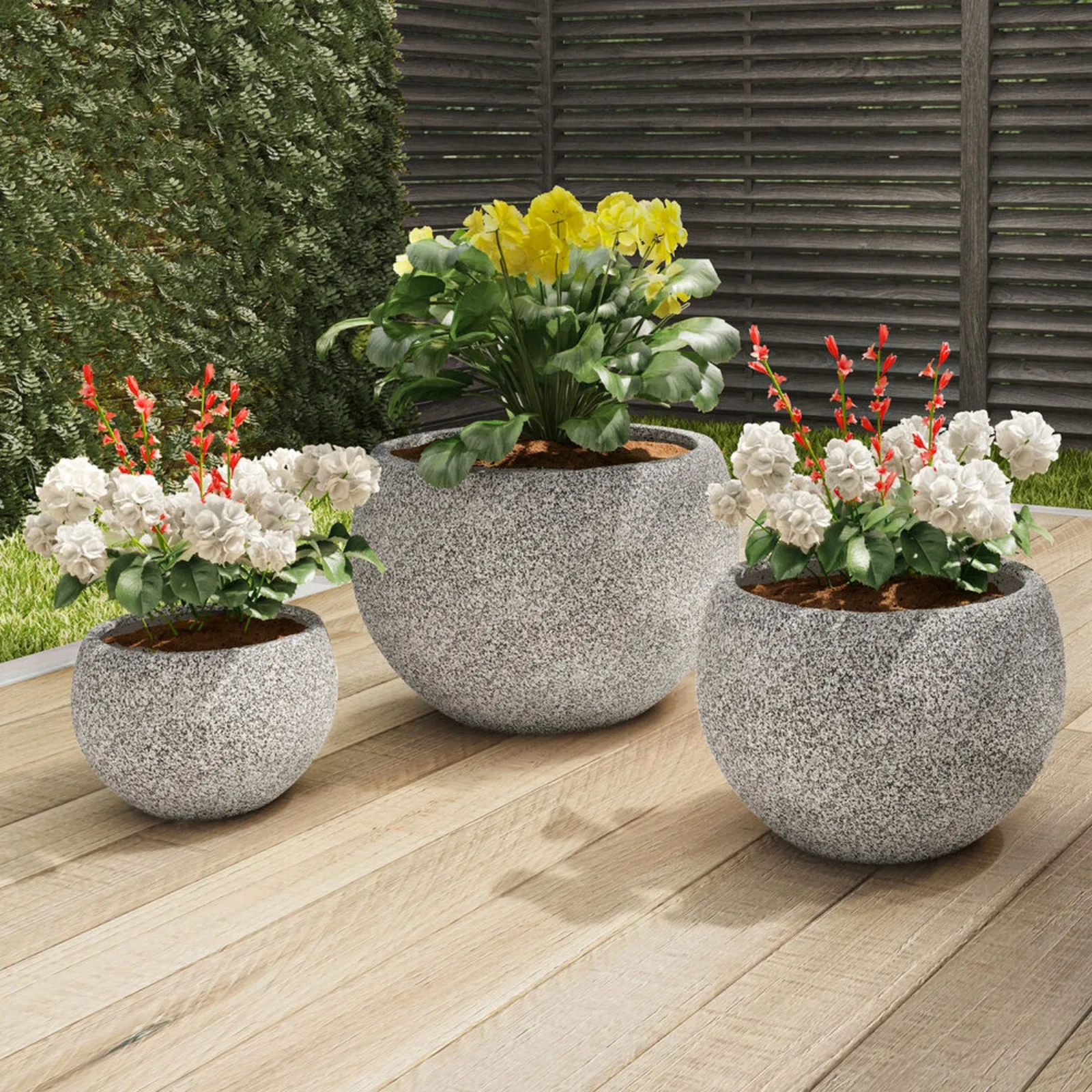 US Heavy-duty fiber clay planter set of 3 pieces x large flowerpot round outdoor-
US Heavy-duty fiber clay planter set of 3 pieces x large flowerpot round outdoor-