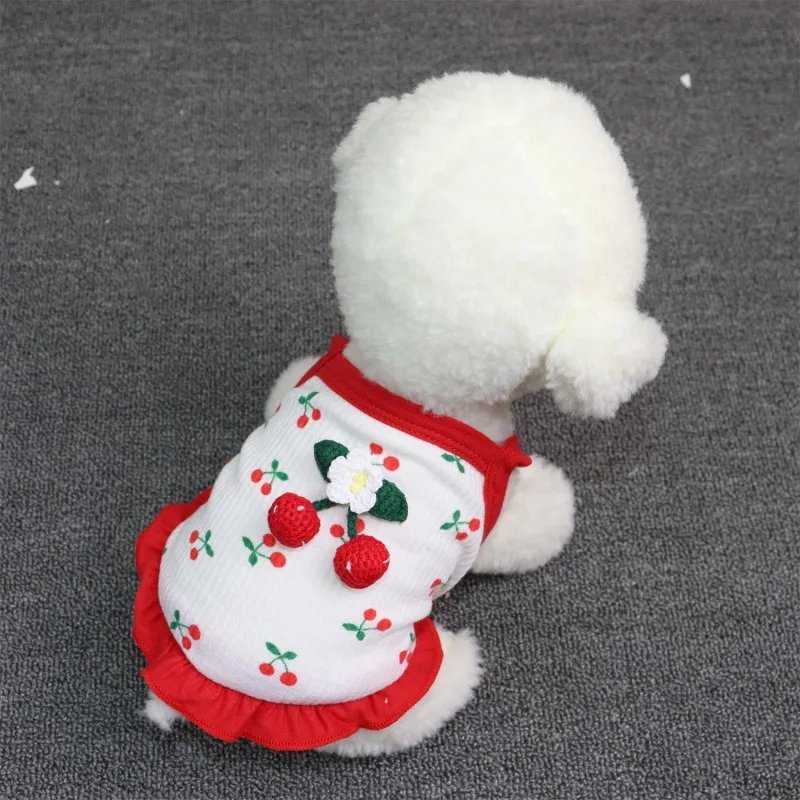 Cherry Printed Sling Skirt For Small Dog Clothes Summer Breathable Clothing Cute Dog Clothing Vest Ruffled Collar Pet Clothes
Cherry Printed Sling Skirt For Small Dog Clothes Summer Breathable Clothing Cute Dog Clothing Vest Ruffled Collar Pet Clothes