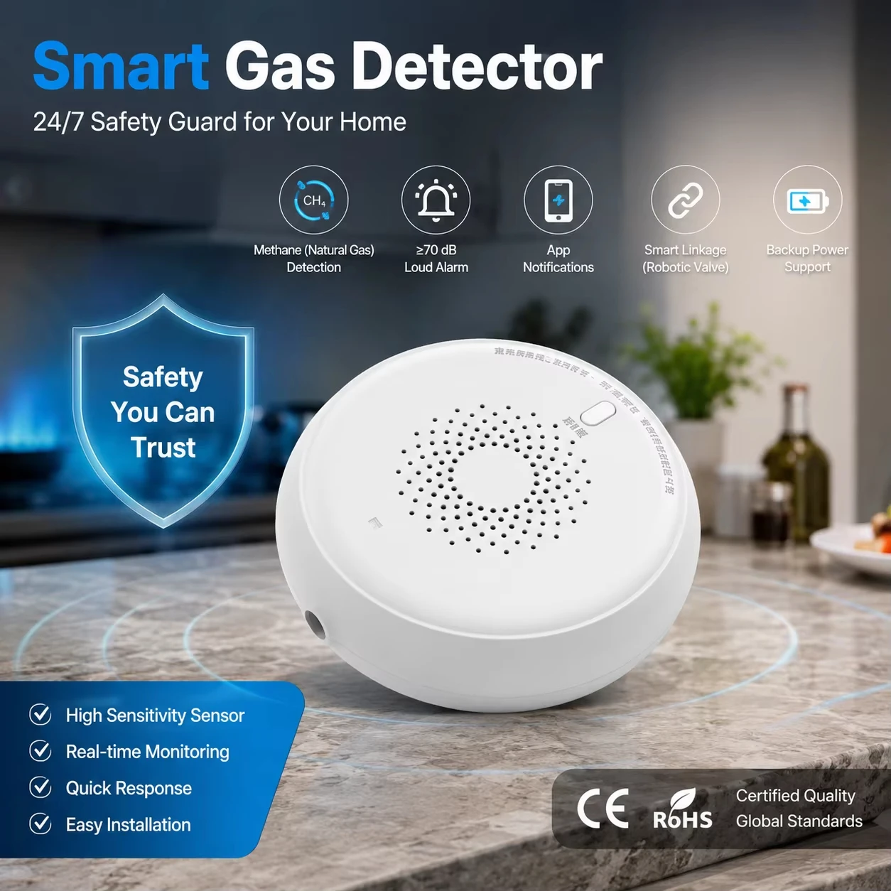BroadLink smart gas leak tester for natural gas LPG flame retardant housing 24H monitoring mobile alert home security detector
BroadLink smart gas leak tester for natural gas LPG flame retardant housing 24H monitoring mobile alert home security detector