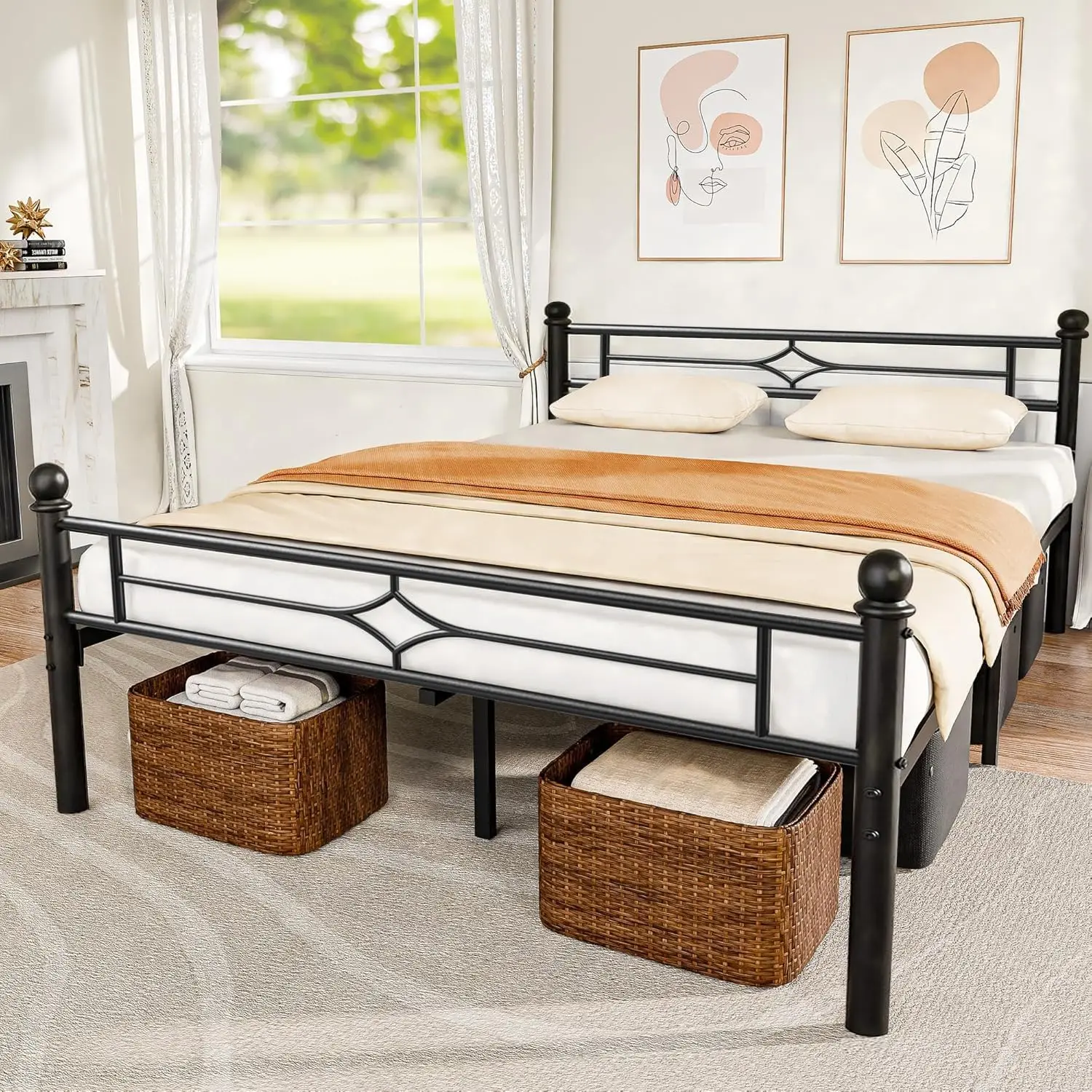 Queen Size Metal Bed Frame with Headboard, Footboard, and Under-Bed Storage - Easy Assembly, Noise-Free
Queen Size Metal Bed Frame with Headboard, Footboard, and Under-Bed Storage - Easy Assembly, Noise-Free