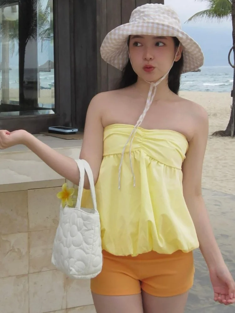 Solid Bandeau Top For Women Strapless Bra Puffy Bralette Mujer Backless Bustier Sleeveless Lenceria Femenina Ruched Y2k Tube Top
Solid Bandeau Top For Women Strapless Bra Puffy Bralette Mujer Backless Bustier Sleeveless Lenceria Femenina Ruched Y2k Tube Top