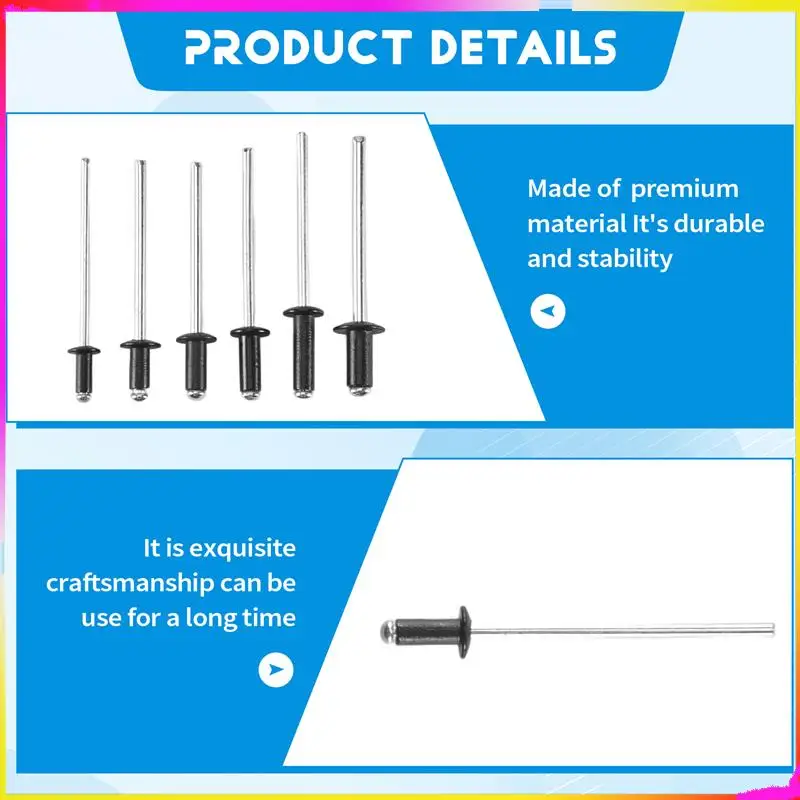 M04K 120Pcs/Set M2.4 M3.0 M3.2 M4 Black Aluminium Blind Rivets Nail Decoration Rivets For Furniture Assortment Kit Hw078
M04K 120Pcs/Set M2.4 M3.0 M3.2 M4 Black Aluminium Blind Rivets Nail Decoration Rivets For Furniture Assortment Kit Hw078