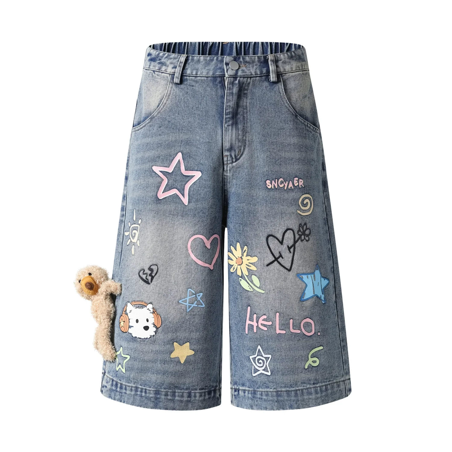 Cartoon Graffiti Denim Shorts Mens Washed Retro Wide Leg Short Pants Men Streetwear Loose Casual Cargo Denim Baggy Jeans Pants
Cartoon Graffiti Denim Shorts Mens Washed Retro Wide Leg Short Pants Men Streetwear Loose Casual Cargo Denim Baggy Jeans Pants