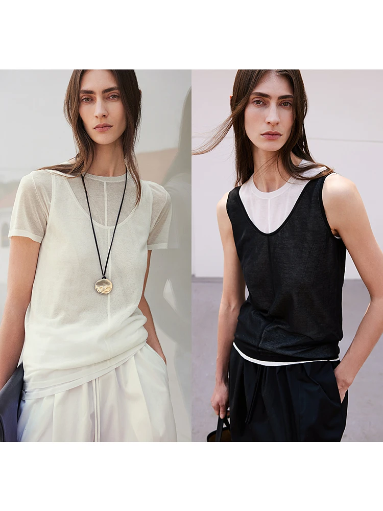 CHICJOC Ультратонкая хлопковая пряжа с 8 иглами, дышащая майка-топ с круглым вырезом и U-образным вырезом, средней плотности вязки, для многослойных образов
CHICJOC Ультратонкая хлопковая пряжа с 8 иглами, дышащая майка-топ с круглым вырезом и U-образным вырезом, средней плотности вязки, для многослойных образов