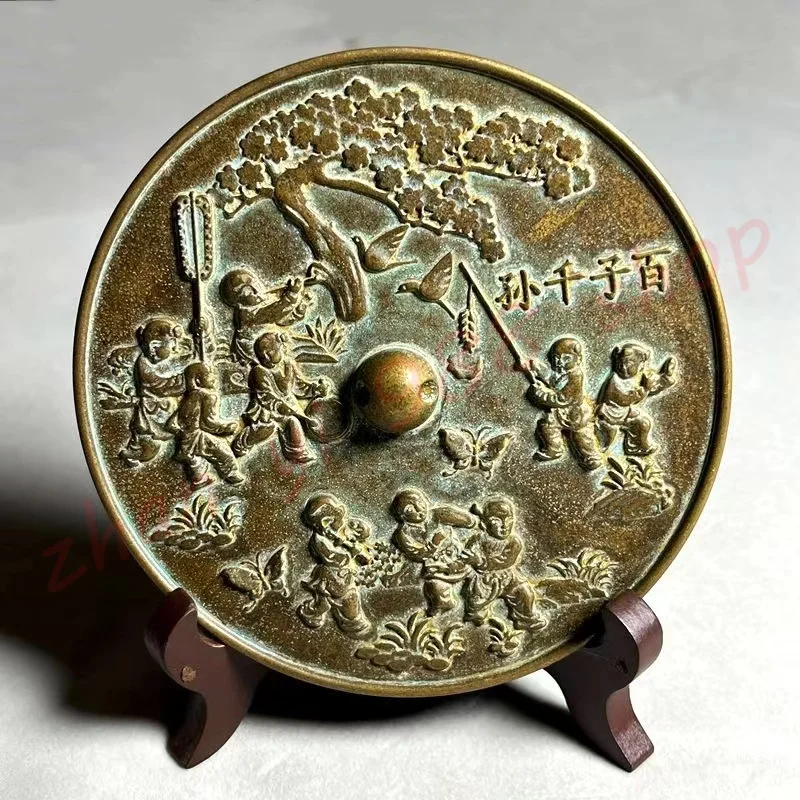 Brass have many children and grandchildren Bronze mirror/classical bride dowry/household auspicious ornaments/old objects
Brass have many children and grandchildren Bronze mirror/classical bride dowry/household auspicious ornaments/old objects