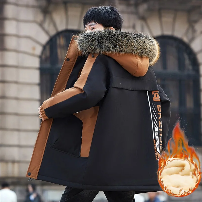 Мужская парка средней длины на флисовой подкладке и утолщенная, мужское хлопковое пальто, мужская хлопковая куртка с меховым воротником, мужская зимняя одежда
Мужская парка средней длины на флисовой подкладке и утолщенная, мужское хлопковое пальто, мужская хлопковая куртка с меховым воротником, мужская зимняя одежда