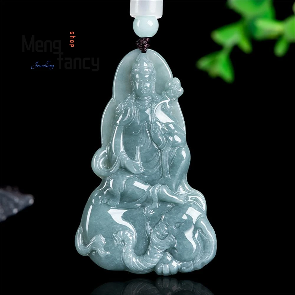Natural A-goods Jadeite Blue Water Puxian Bodhisattva Goddess Of Mercy Jade Pendant Zodiac Dragon Snake Guardian God Of Life
Natural A-goods Jadeite Blue Water Puxian Bodhisattva Goddess Of Mercy Jade Pendant Zodiac Dragon Snake Guardian God Of Life