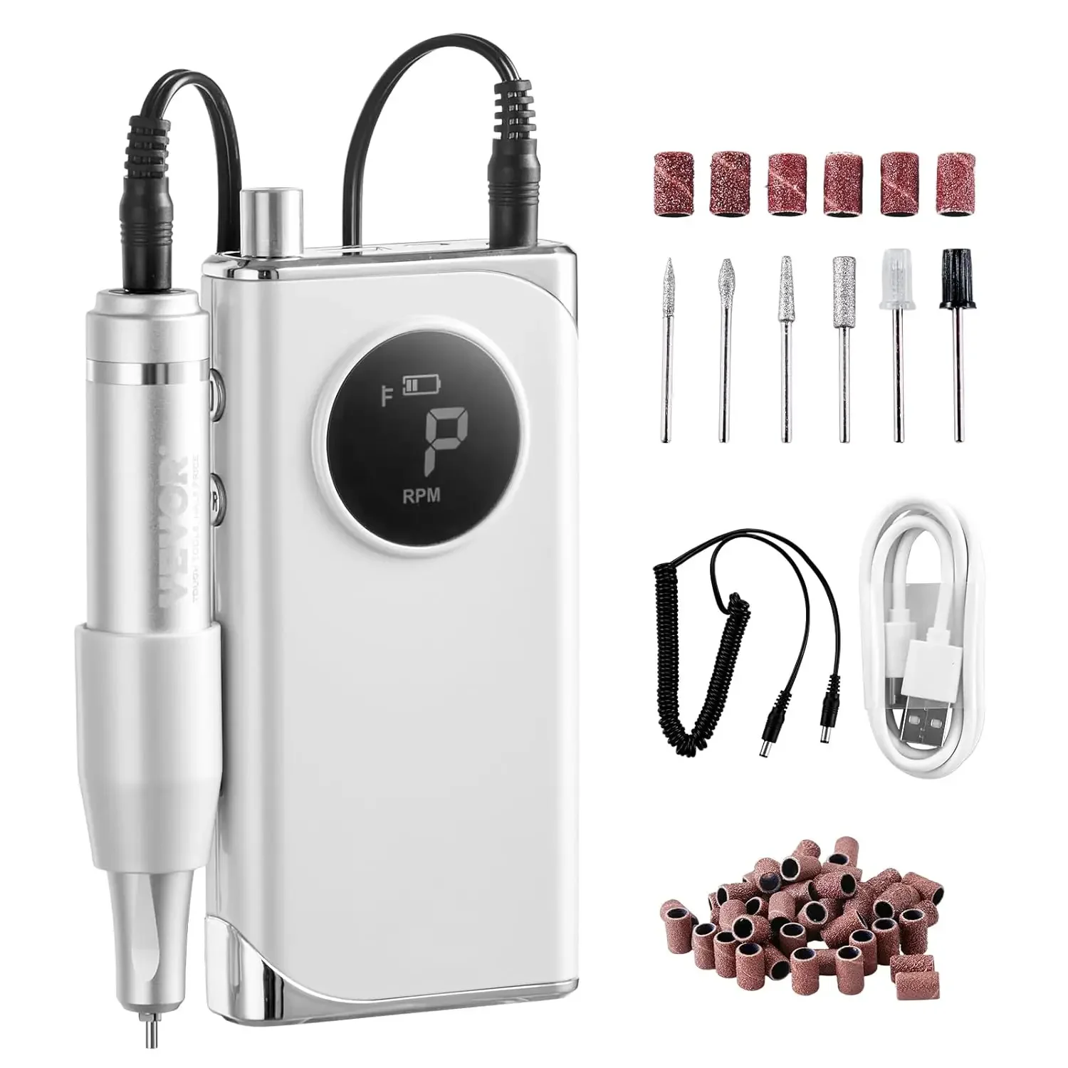 Electric Rechargeable Nail Drill, 40,000RPM Portable Cordless Nail E File Machine, LCD-Display Acrylic Gel Grinder Tool
Electric Rechargeable Nail Drill, 40,000RPM Portable Cordless Nail E File Machine, LCD-Display Acrylic Gel Grinder Tool