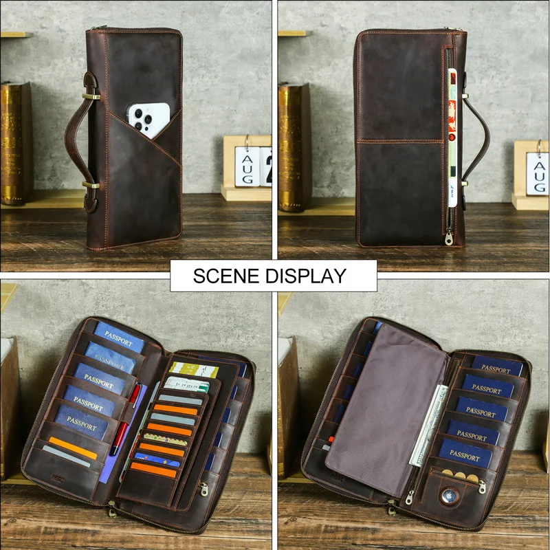 Genuine leather RFID anti-theft brush family travel large capacity portable passport storage airtag bit premium passport bag
Genuine leather RFID anti-theft brush family travel large capacity portable passport storage airtag bit premium passport bag