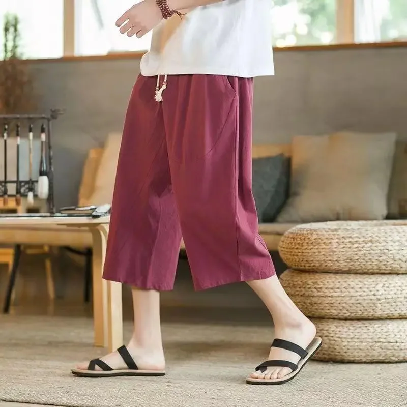 Mens Chinese Style Linen Cropped Pants Summer Loose Wide Leg Casual Trousers
Mens Chinese Style Linen Cropped Pants Summer Loose Wide Leg Casual Trousers