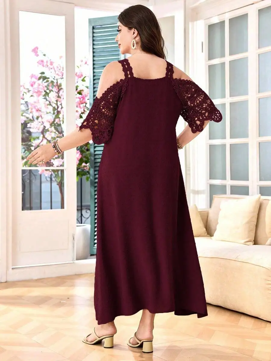 Womens Off Shoulder Lace Patchwork V-Neck Loose Maxi Dress Elegant Fall Fashion
Womens Off Shoulder Lace Patchwork V-Neck Loose Maxi Dress Elegant Fall Fashion
