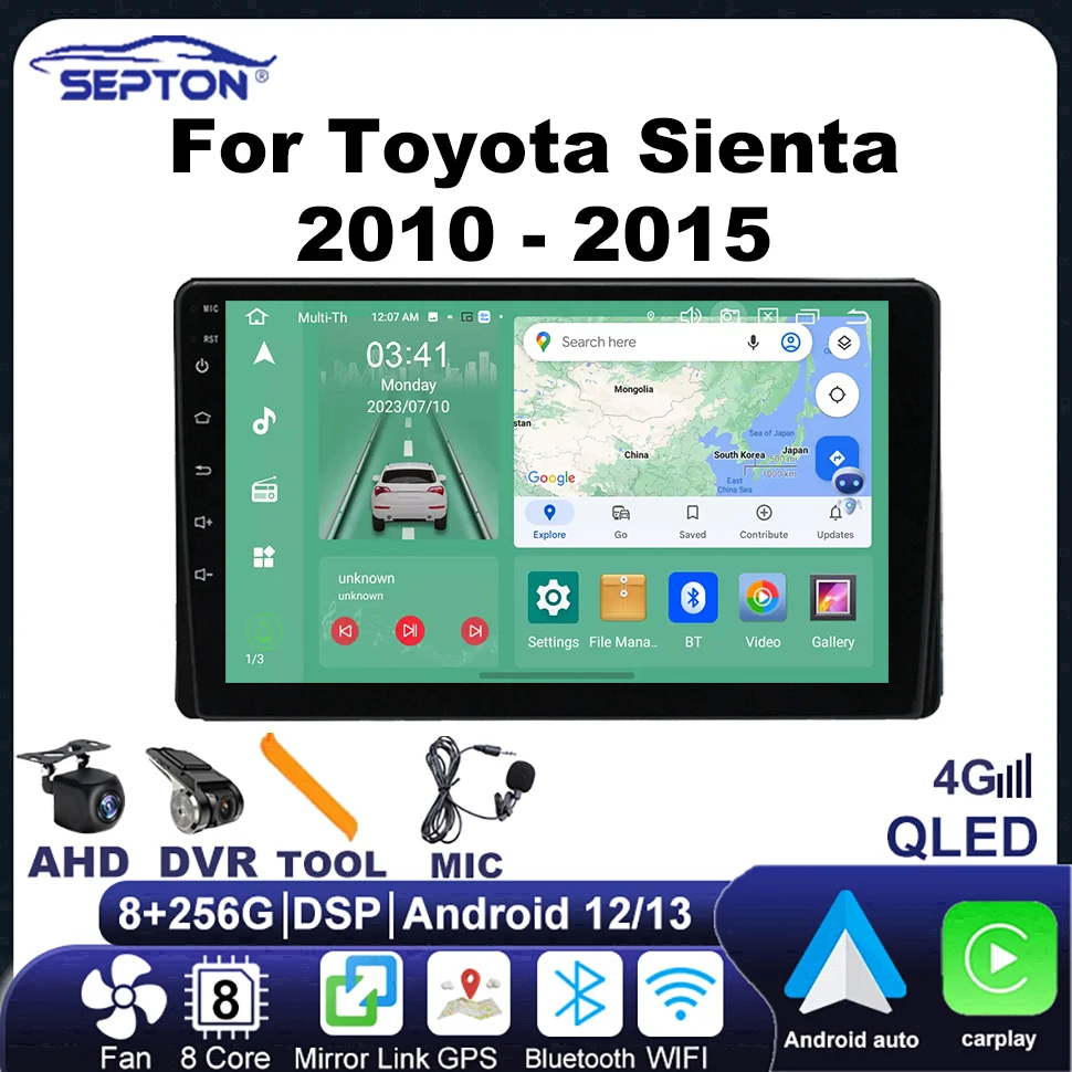 Автомагнитола SEPTON Android Auto для Toyota Sienta 2010-2015 Мультимедийный плеер Navi GPS Carplay 4G NET 8 + 256G Авторадио 2 Din BT
Автомагнитола SEPTON Android Auto для Toyota Sienta 2010-2015 Мультимедийный плеер Navi GPS Carplay 4G NET 8 + 256G Авторадио 2 Din BT