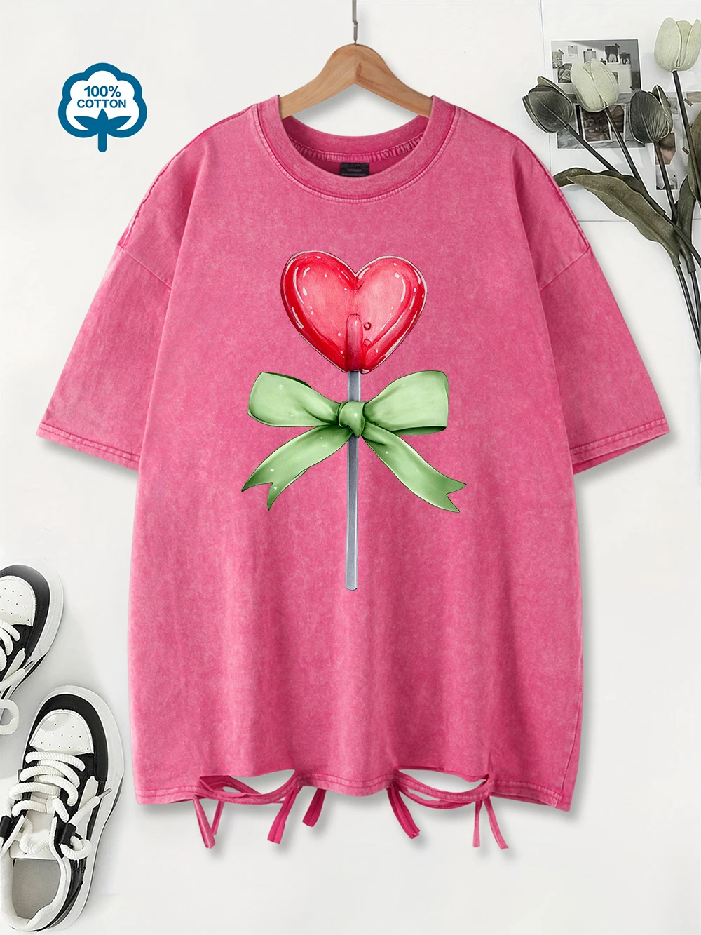 Summer Washed T-Shirts Womens Cotton Love Candy Bows Printing T Shirts Hip Hop O-Neck Oversized Streetwear Casual Womans Clothes
Summer Washed T-Shirts Womens Cotton Love Candy Bows Printing T Shirts Hip Hop O-Neck Oversized Streetwear Casual Womans Clothes