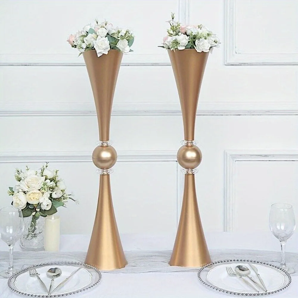 2 Metallic 27 Gold Plastic Reversible Trumpet Flower VASES Crystals Party Event
2 Metallic 27 Gold Plastic Reversible Trumpet Flower VASES Crystals Party Event