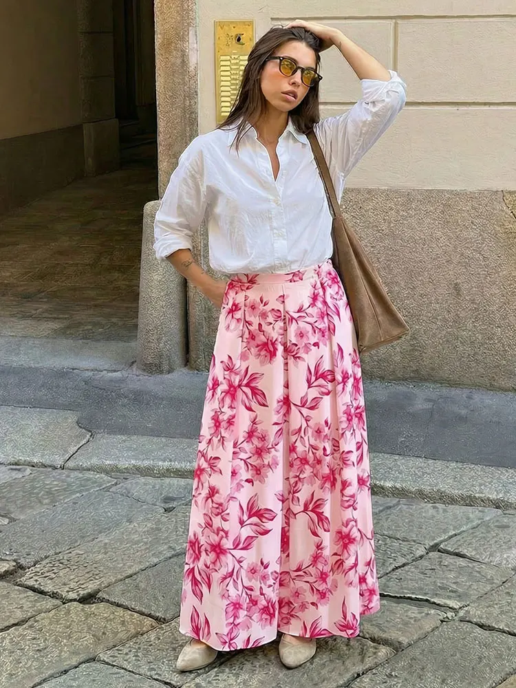 HH Женские длинные юбки трапециевидной формы с высокой талией Элегантная модная розовая юбка с цветочным принтом Женская уличная трендовая женская шикарная юбка
HH Женские длинные юбки трапециевидной формы с высокой талией Элегантная модная розовая юбка с цветочным принтом Женская уличная трендовая женская шикарная юбка