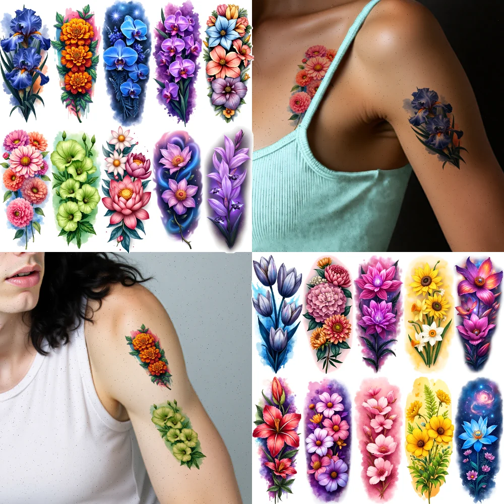 9pcs Temporary Tattoo Floral Stickers Realistic Temporary Tattoos Colorful Decals Waterproof Long-lasting Body Stickers For
9pcs Temporary Tattoo Floral Stickers Realistic Temporary Tattoos Colorful Decals Waterproof Long-lasting Body Stickers For