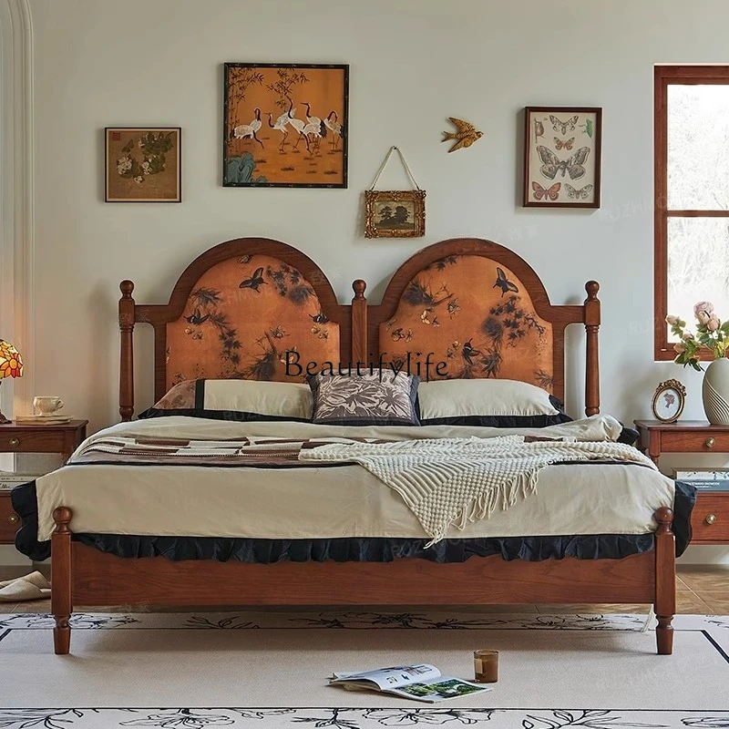 *Fragrant cloud yarn solid wood double bed French retro soft bag backrest master ash wood bed bedroom
*Fragrant cloud yarn solid wood double bed French retro soft bag backrest master ash wood bed bedroom
