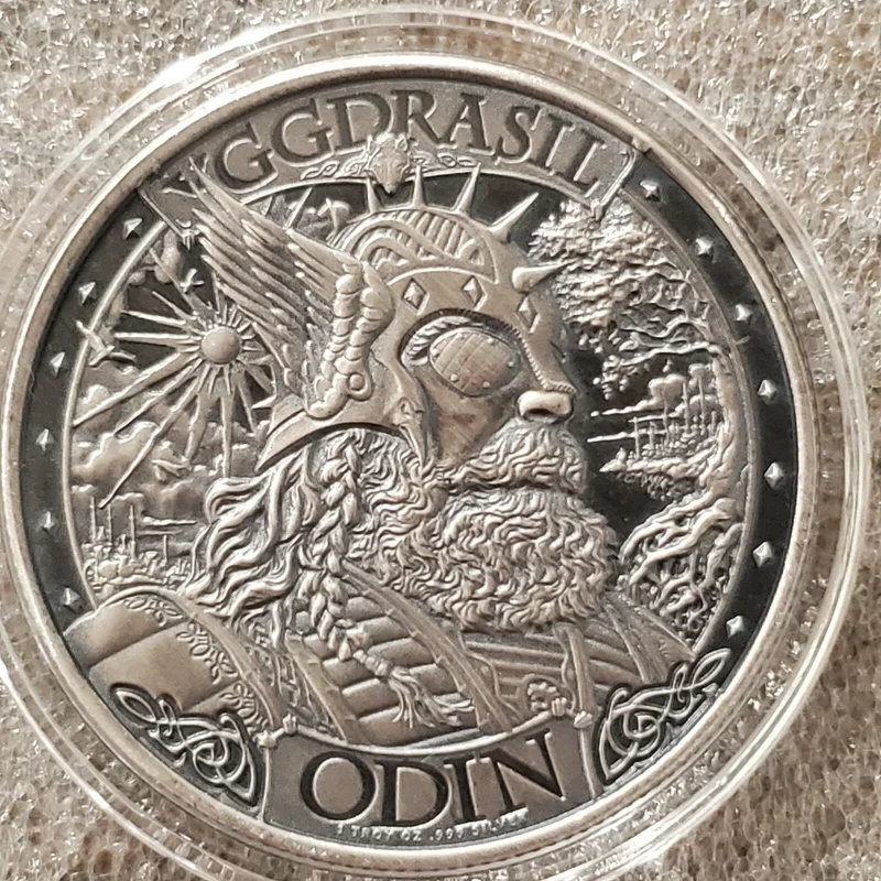 Odin Norse Mythology Commemorative Coin, 1 oz .999 Silver Bifrost Bridge to Asgard, Antiqued Finish Viking Age Historical Medal
Odin Norse Mythology Commemorative Coin, 1 oz .999 Silver Bifrost Bridge to Asgard, Antiqued Finish Viking Age Historical Medal