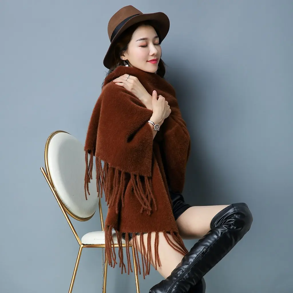 Women's Large Size Knitted Cardigan Jacket Imitation Mink Velvet Tassel Shawl Cape European American Style Autumn Winter New
Women's Large Size Knitted Cardigan Jacket Imitation Mink Velvet Tassel Shawl Cape European American Style Autumn Winter New