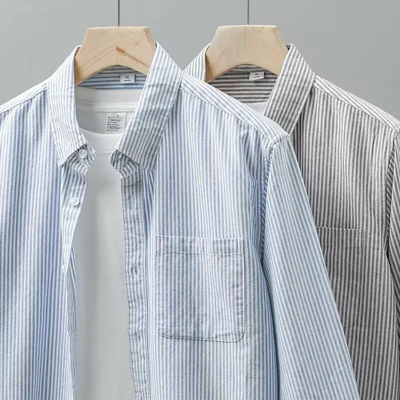 Business Casual Striped Shirt Long Sleeve Half Sleeve Workwear Blue Oxford Cloth Breathable Polyester Fiber Chinese Production
Business Casual Striped Shirt Long Sleeve Half Sleeve Workwear Blue Oxford Cloth Breathable Polyester Fiber Chinese Production