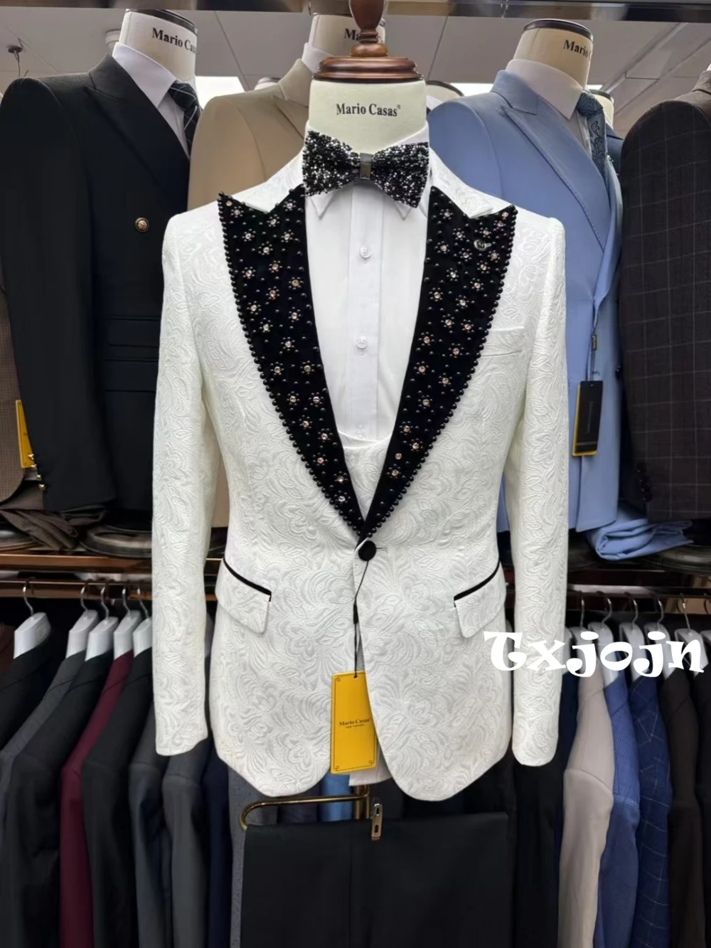 Fashion Elegant Beaded Men's Suit Jacket Man Dancing Sets High Quality Jacquard Suit Set 3 Pieces Wedding Party Prom Wear
Fashion Elegant Beaded Men's Suit Jacket Man Dancing Sets High Quality Jacquard Suit Set 3 Pieces Wedding Party Prom Wear