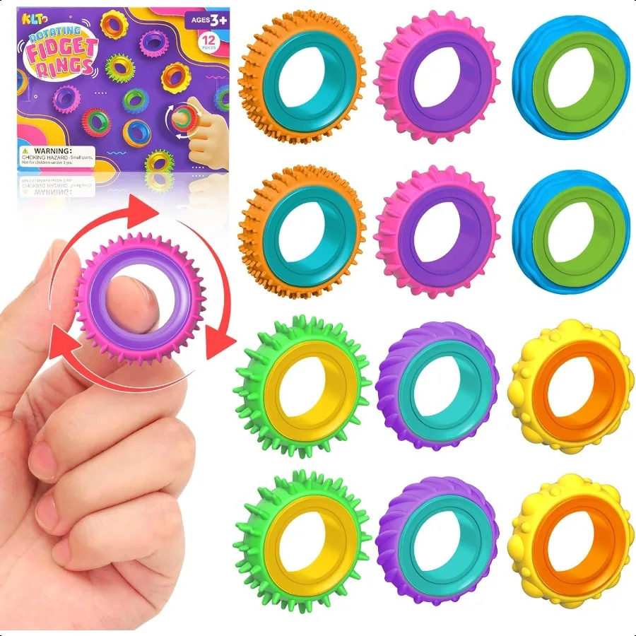 Сенсорные кольца Fidget Toys для: 12 упаковок, кольца-спиннеры для пальцев, текстурированные игрушки Str для успокоения аутизма, забавные непоседы для студенческого класса
Сенсорные кольца Fidget Toys для: 12 упаковок, кольца-спиннеры для пальцев, текстурированные игрушки Str для успокоения аутизма, забавные непоседы для студенческого класса