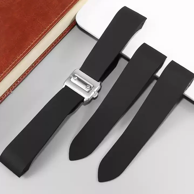 Rubber Waterproof Watchband Fits for Cartier Santos 100 W2020007 Silicone Strap Silver Folding Buckle Bracelet 25mm wrist
Rubber Waterproof Watchband Fits for Cartier Santos 100 W2020007 Silicone Strap Silver Folding Buckle Bracelet 25mm wrist