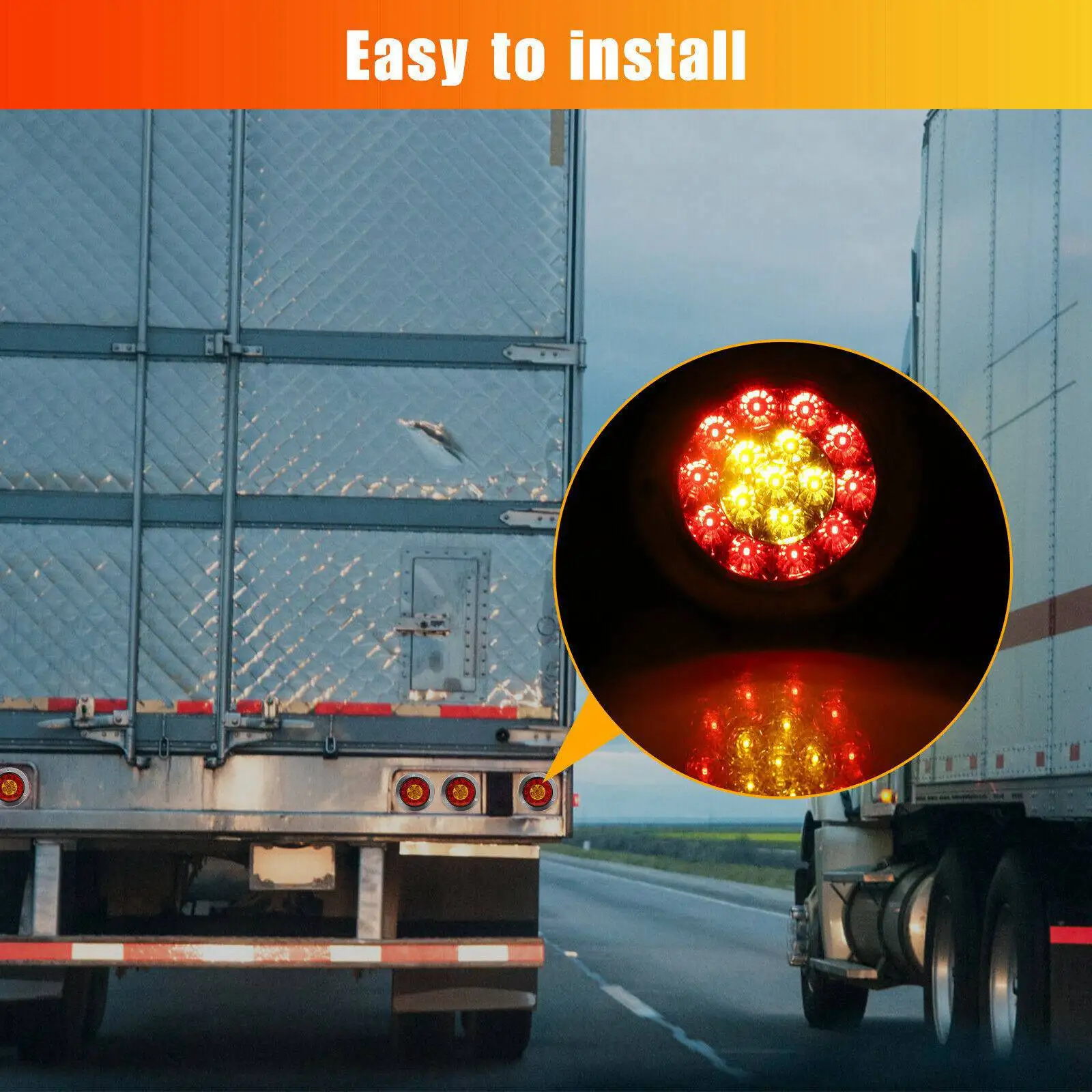 A13Z-2Pcs Red/Amber 16 LED 4 Inch Round Truck Trailer Brake Stop Turn Signal Tail Lights Waterproof 12-24V
A13Z-2Pcs Red/Amber 16 LED 4 Inch Round Truck Trailer Brake Stop Turn Signal Tail Lights Waterproof 12-24V