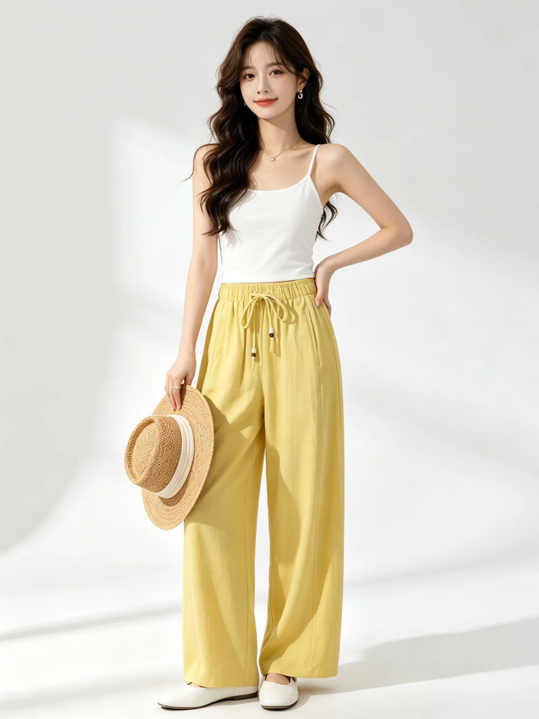 Yellow Wide Leg Pants Women's Casual High Waist Drawstring Loose Fit Summer Sporty Long Trousers Comfortable Breathable
Yellow Wide Leg Pants Women's Casual High Waist Drawstring Loose Fit Summer Sporty Long Trousers Comfortable Breathable