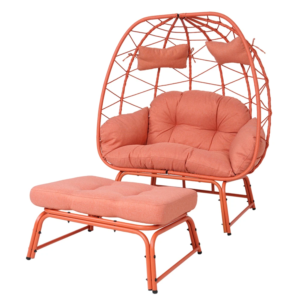 Double Patio Egg Chair with Ottoman, Wicker Outdoor 2-Person Lounge with Footrest for Balcony/Garden/Backyard
Double Patio Egg Chair with Ottoman, Wicker Outdoor 2-Person Lounge with Footrest for Balcony/Garden/Backyard