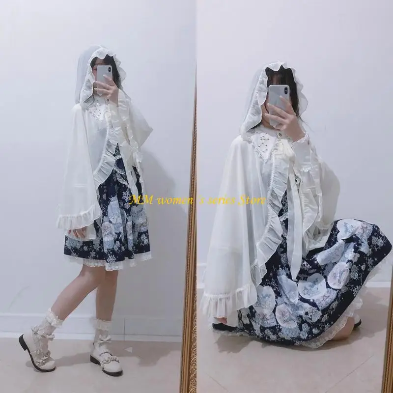 Q39C Hooded Shawl Capes Tie Up Bowknot Ruffle Cloak Vacation Shopping Breathable Thin Poncho Sunproof Shoulder Wrap for Women
Q39C Hooded Shawl Capes Tie Up Bowknot Ruffle Cloak Vacation Shopping Breathable Thin Poncho Sunproof Shoulder Wrap for Women
