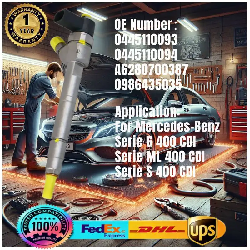 0445110093 0445110094 0986435035 A6280700387 Common Rail Fuel Injector for Mercedes-Benz Serie G /ML /S 400 CDI, OM628.960
0445110093 0445110094 0986435035 A6280700387 Common Rail Fuel Injector for Mercedes-Benz Serie G /ML /S 400 CDI, OM628.960
