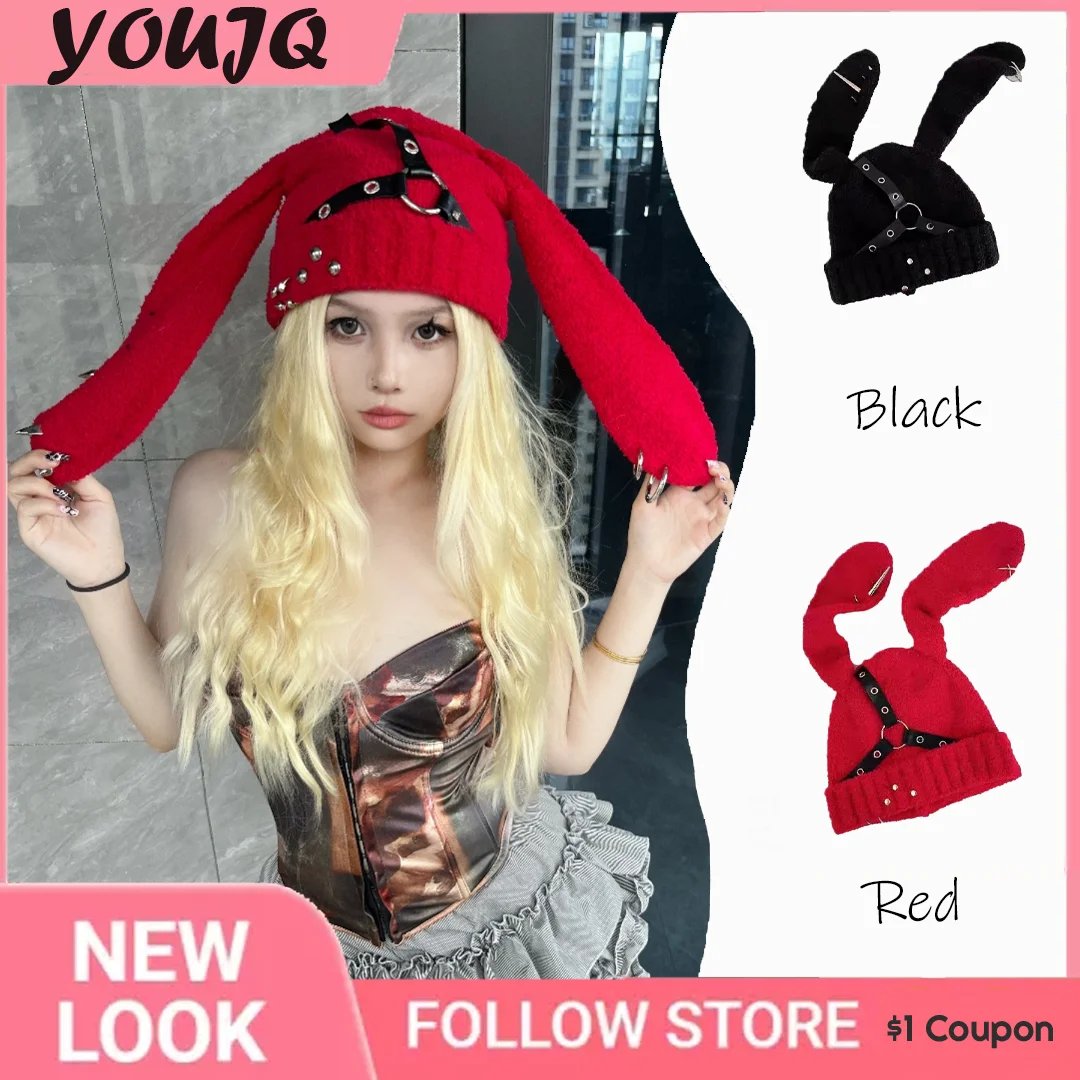 Y2K Punk Rabbit Ear Hat: Unisex Autumn Winter Beanie with Rivets and Buckle for Alternative Style
Y2K Punk Rabbit Ear Hat: Unisex Autumn Winter Beanie with Rivets and Buckle for Alternative Style