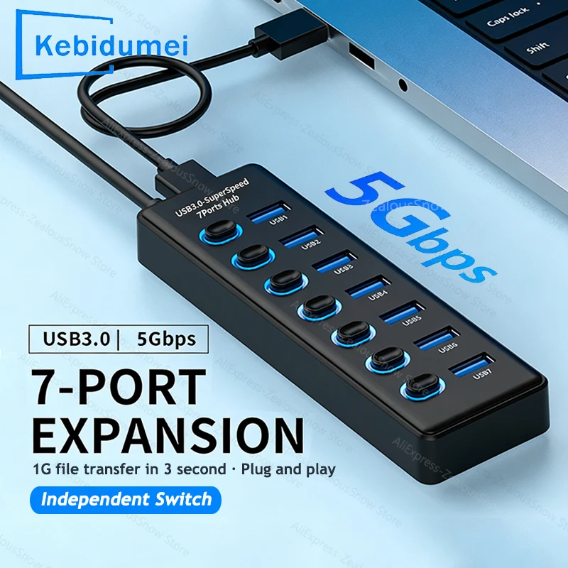 7 Port USB Hub USB 3 0 5Gbps Splitter 4/7in1 Multi-hub Multiple Extension Dock with On/Off Switches Expander Hub for PC Laptop
7 Port USB Hub USB 3 0 5Gbps Splitter 4/7in1 Multi-hub Multiple Extension Dock with On/Off Switches Expander Hub for PC Laptop