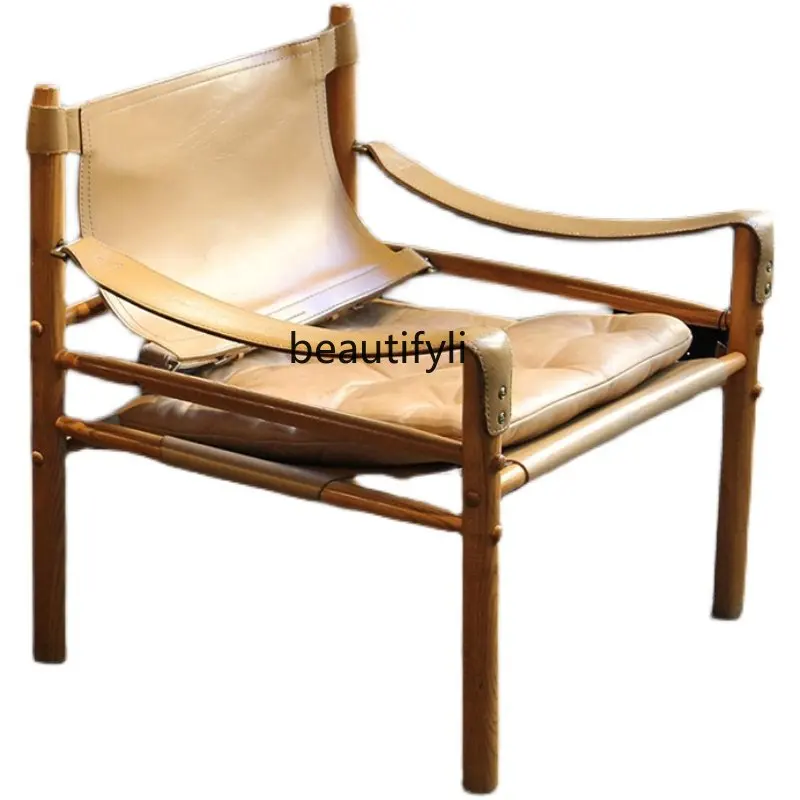 Hunting Chair Vintage Solid Wood Single-Seat Sofa Chair Outdoor Camping Saddle Leather Mid-Ancient Leisure Armchair
Hunting Chair Vintage Solid Wood Single-Seat Sofa Chair Outdoor Camping Saddle Leather Mid-Ancient Leisure Armchair