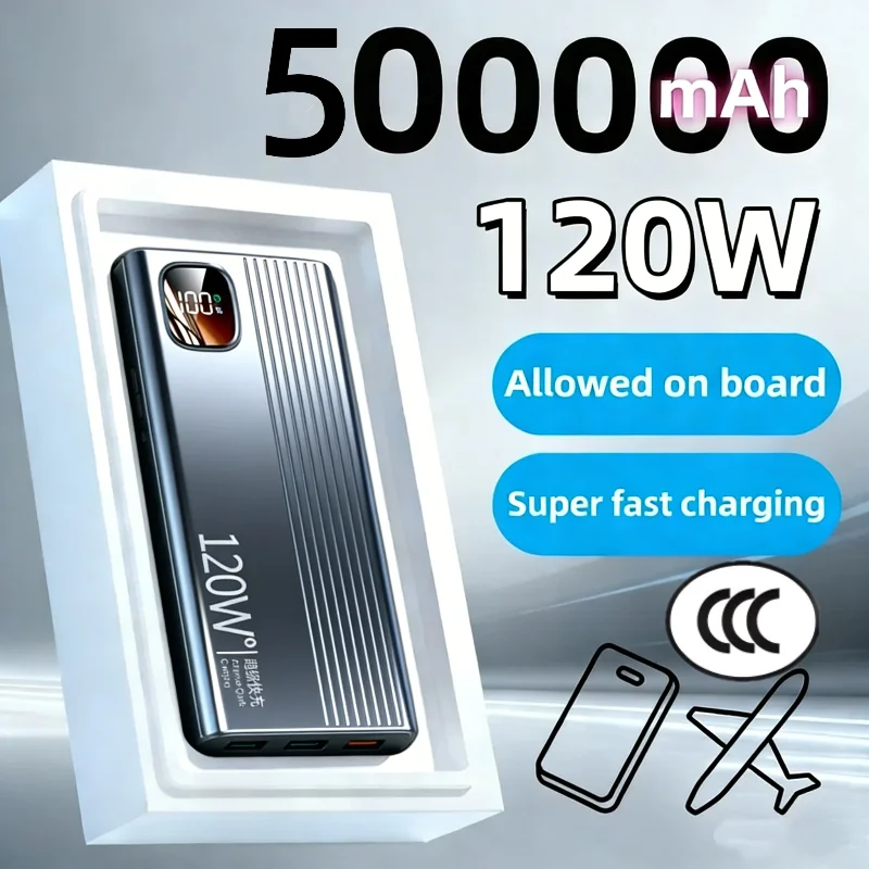 500000mAh Power Bank 120W Super Fast Charging Portable Mobile Power Digital Display Ultralarge Capacity External Battery 2026
500000mAh Power Bank 120W Super Fast Charging Portable Mobile Power Digital Display Ultralarge Capacity External Battery 2026