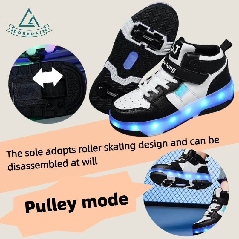 PONERAIT Shoes with Wheels Kids Velcro Closure LED Light-Up Roller Skates High-Top Leather Quad Skate for Beginners & Gift Ready
PONERAIT Shoes with Wheels Kids Velcro Closure LED Light-Up Roller Skates High-Top Leather Quad Skate for Beginners & Gift Ready