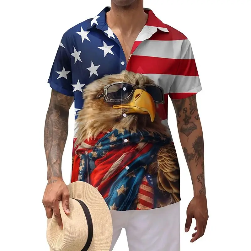 American flag pattern beach Hawaiian shirt men's 3D printed button short sleeved shirt men's casual eagle print shirt
American flag pattern beach Hawaiian shirt men's 3D printed button short sleeved shirt men's casual eagle print shirt