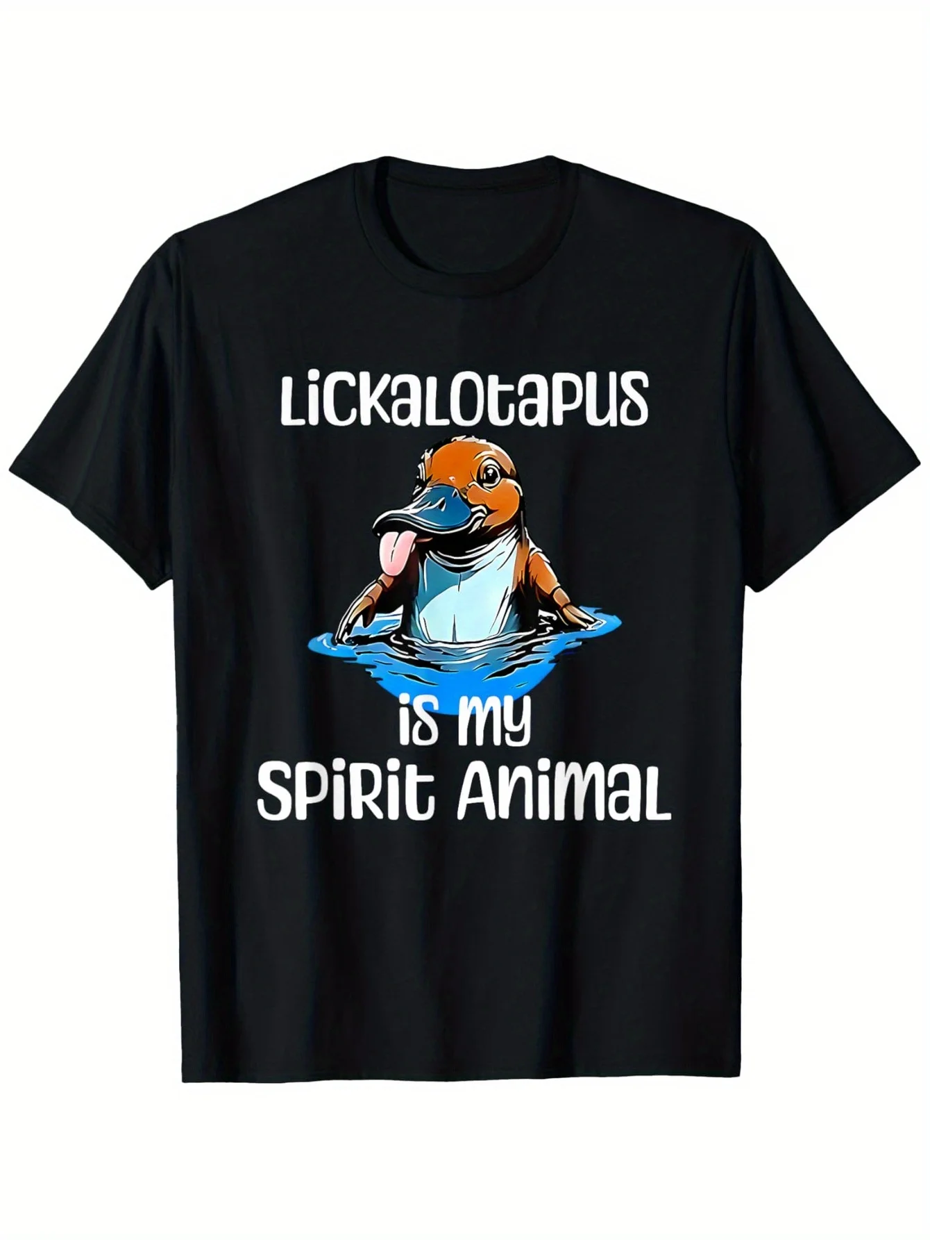 Funny Lickalotopus is My Spirit Animal" Humorous Platypus Graphic T-Shirt for Men - Casual Crew Neck, Regular Fit
Funny Lickalotopus is My Spirit Animal" Humorous Platypus Graphic T-Shirt for Men - Casual Crew Neck, Regular Fit