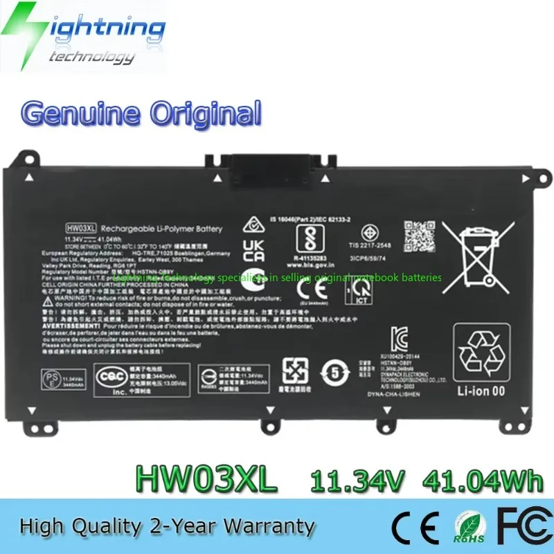 2025 Year Genuine Original HW03XL 11.34V 41.04Wh Notebook Battery for Pavilion 15 15-EG0073CL 15-EG0067ST HSTNN-IB90 HSTNN-LB8U
2025 Year Genuine Original HW03XL 11.34V 41.04Wh Notebook Battery for Pavilion 15 15-EG0073CL 15-EG0067ST HSTNN-IB90 HSTNN-LB8U