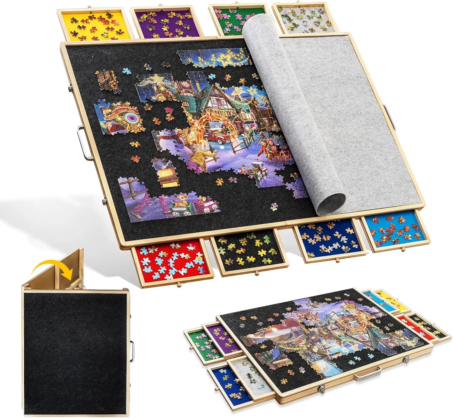 Foldable Puzzle Board 2000 Pieces with 8 Sorting Trays, Jigsaw Table Cover for 2000 1500 1000 500
Foldable Puzzle Board 2000 Pieces with 8 Sorting Trays, Jigsaw Table Cover for 2000 1500 1000 500