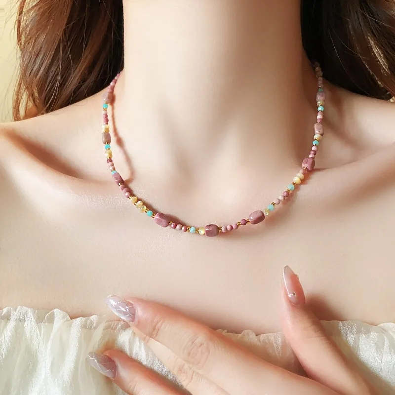 Minar Statement Contrasted Pink Natural Stone Shell Glass Beads Beaded Necklace for Women Real Gold Plated Copper Chain Choker
Minar Statement Contrasted Pink Natural Stone Shell Glass Beads Beaded Necklace for Women Real Gold Plated Copper Chain Choker