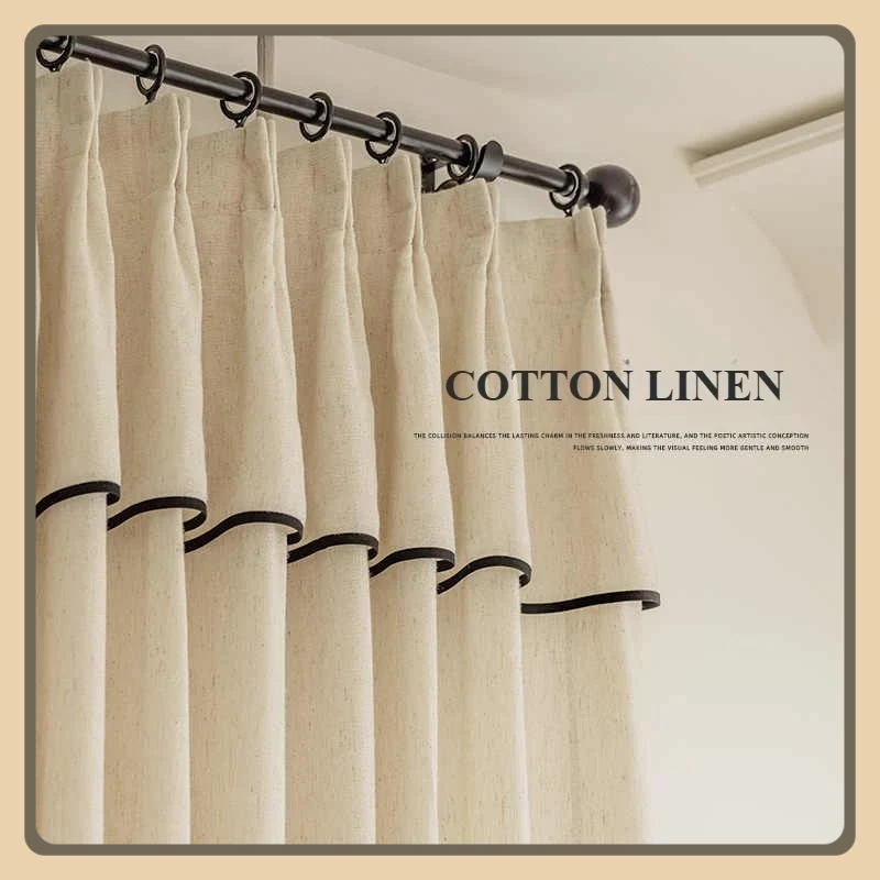 Brand Custom Cotton Linen Curtains Side Black French Window Curtain for Living Dining Room Bedroom Japanese Blackout Drapes
Brand Custom Cotton Linen Curtains Side Black French Window Curtain for Living Dining Room Bedroom Japanese Blackout Drapes