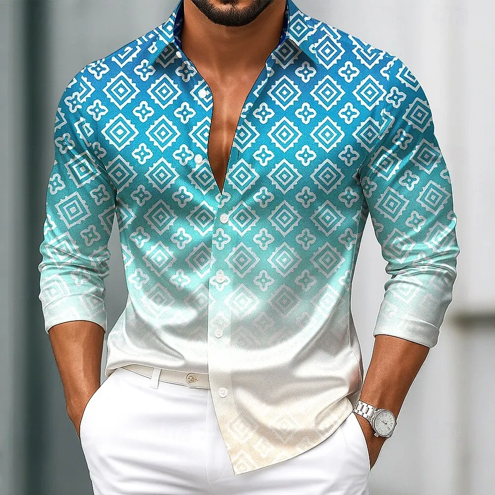 Men's Geometric Gradient Color Shirt Fashion 3D Printed Shirt Button Up Shirt Casual Long Sleeve Shirt Street Blouse For Mens
Men's Geometric Gradient Color Shirt Fashion 3D Printed Shirt Button Up Shirt Casual Long Sleeve Shirt Street Blouse For Mens