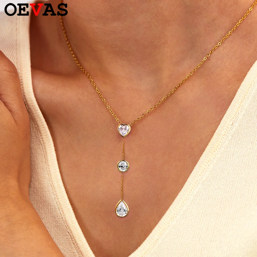 Ожерелье OEVAS с полным муассанитом для женщин S925, посеребренное 18-каратное золото La, подвеска в виде капли воды, длинная цепочка, вечерние ювелирные изделия, подарок
Ожерелье OEVAS с полным муассанитом для женщин S925, посеребренное 18-каратное золото La, подвеска в виде капли воды, длинная цепочка, вечерние ювелирные изделия, подарок