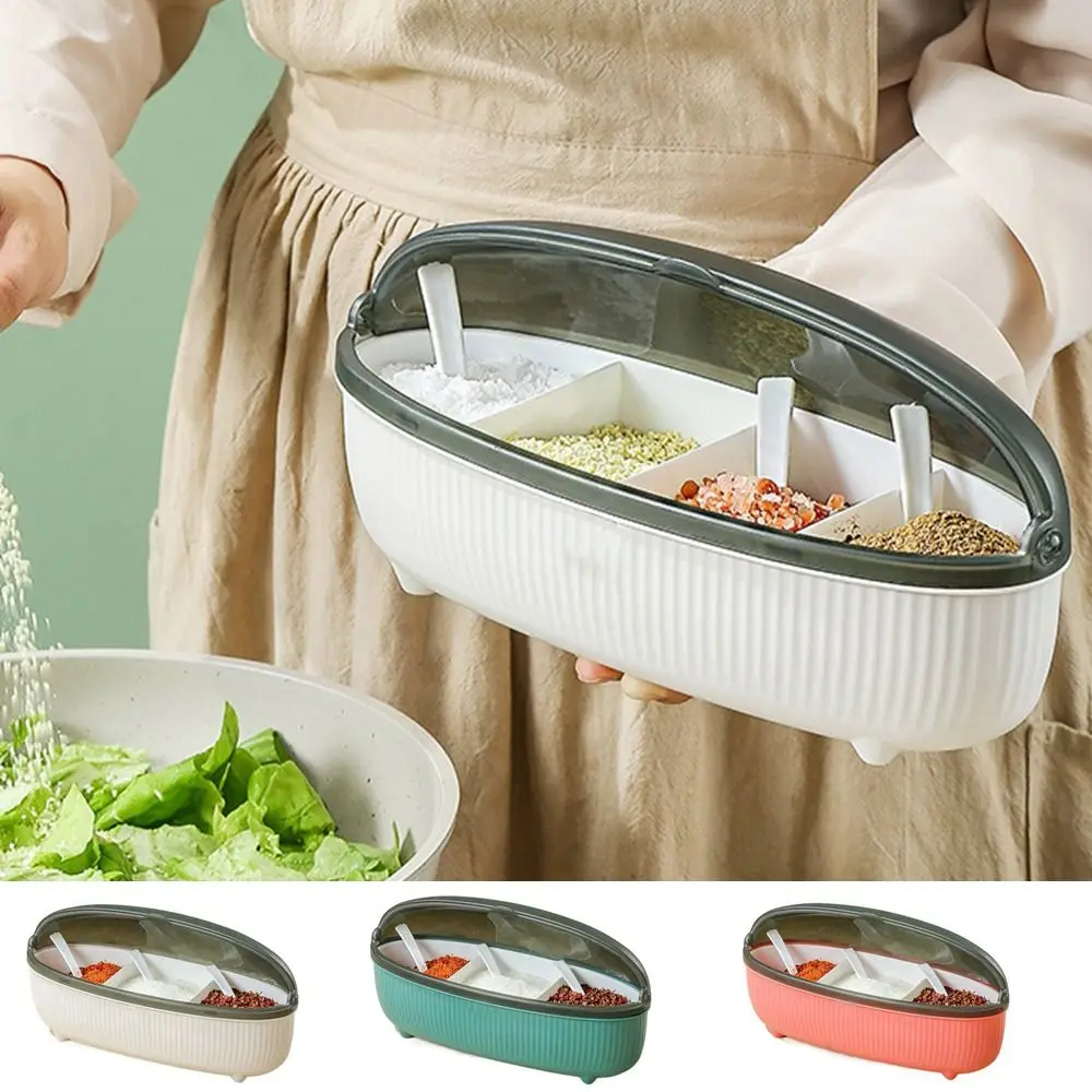 Plastic 3/4 Grids Seasoning Box Large Capactity Dustproof Spices Storage Container with Spoon Moisture-proof
Plastic 3/4 Grids Seasoning Box Large Capactity Dustproof Spices Storage Container with Spoon Moisture-proof