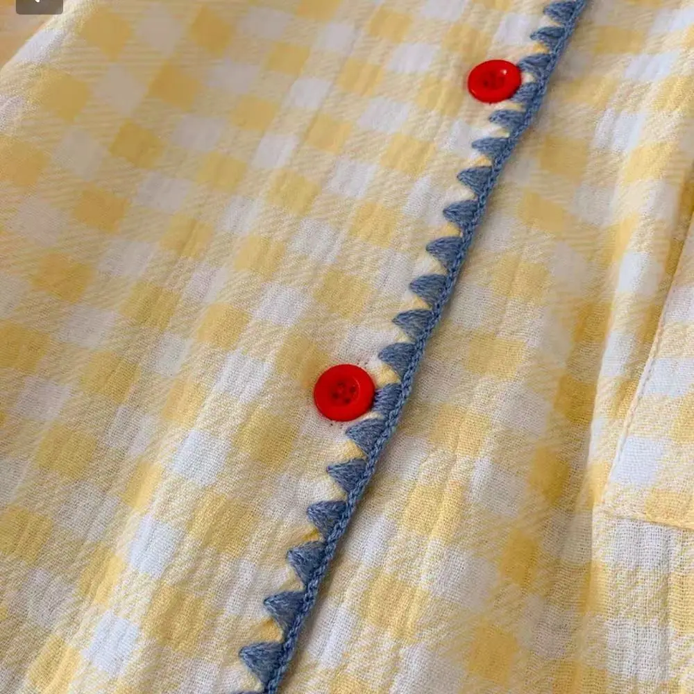 Sweet Plaid Pajamas Set Loose Lattice Short Sleeve Pajamas Summer Thin Home Wear Shorts Sleepwear Suit Indoor Outdoor
Sweet Plaid Pajamas Set Loose Lattice Short Sleeve Pajamas Summer Thin Home Wear Shorts Sleepwear Suit Indoor Outdoor